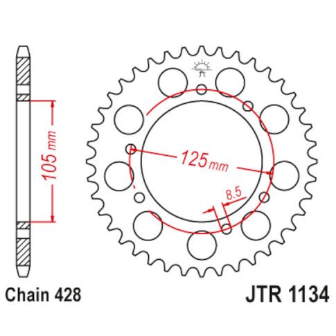 Corona de Acero 52 Dientes JTR1134 JT Sprockets JTR1134.52