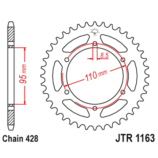 Corona de Acero 45 Dientes JTR1163 JT Sprockets JTR1163.45