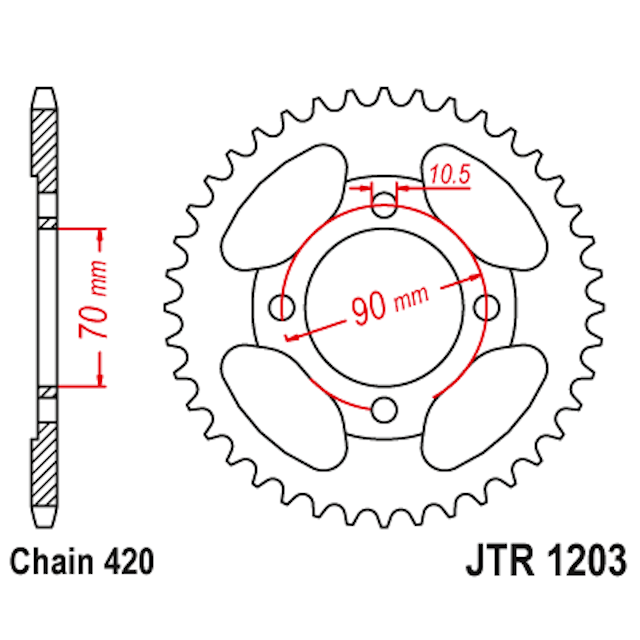 Corona de Acero 42 Dientes JTR1203 JT Sprockets JTR1203.42