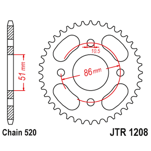 Corona de Acero 44 Dientes JTR1208 JT Sprockets JTR1208.44