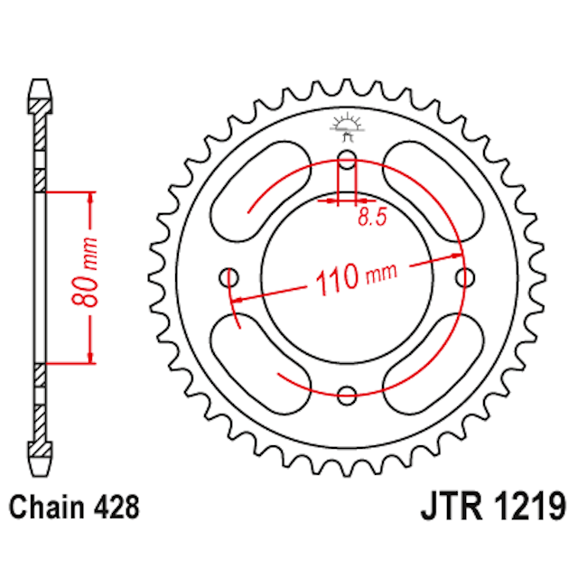 Corona de Acero 42 Dientes JTR1219 JT Sprockets JTR1219.42