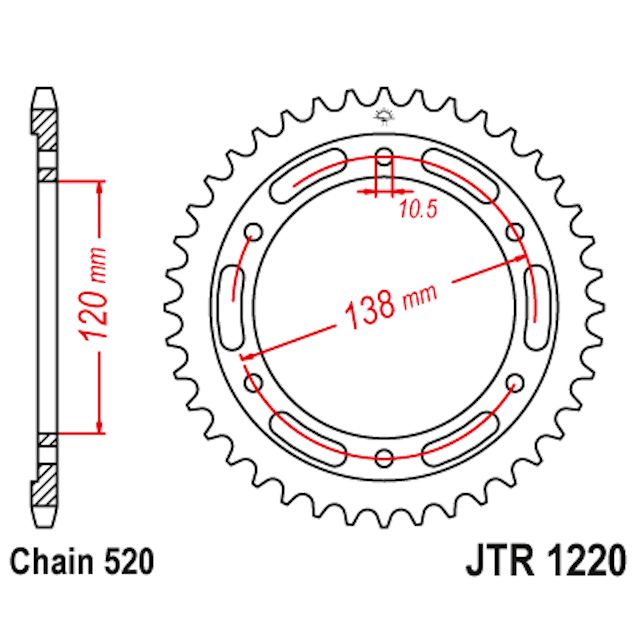 Corona de Acero 38 Dientes JTR1220 JT Sprockets JTR1220.38