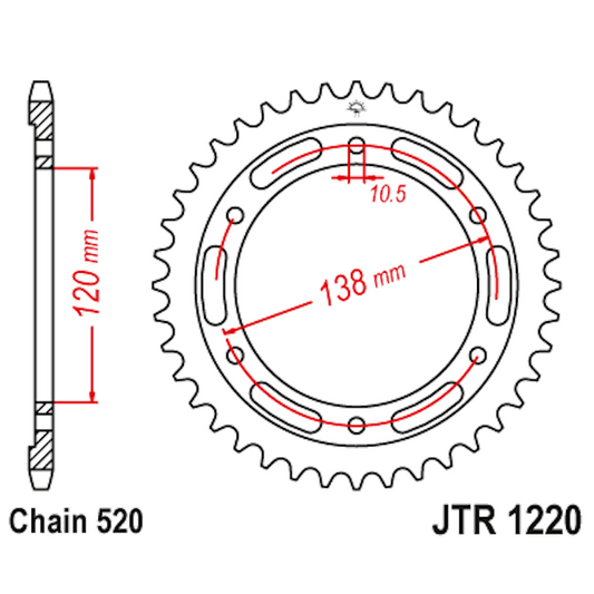 Corona de Acero 38 Dientes JTR1220 JT Sprockets JTR1220.38