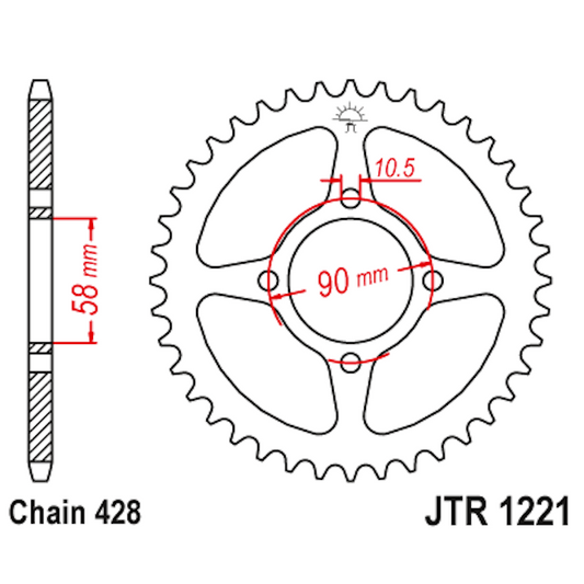 Corona de Acero 42 Dientes JTR1221 JT Sprockets JTR1221.42