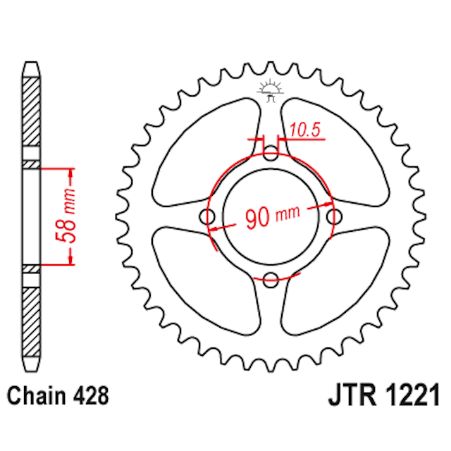 Corona de Acero 44 Dientes JTR1221 JT Sprockets JTR1221.44
