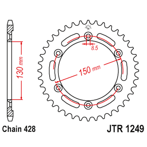 Corona de Acero 51 Dientes JTR1249 JT Sprockets JTR1249.51