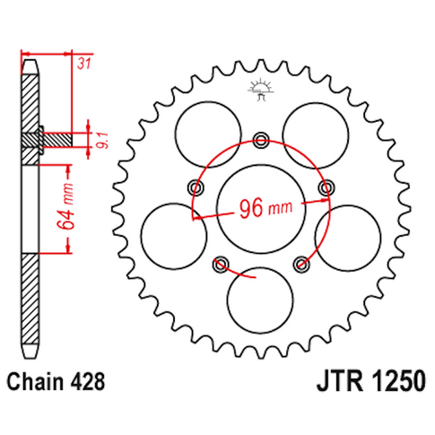 Corona de Acero 48 Dientes JTR1250 JT Sprockets JTR1250.48