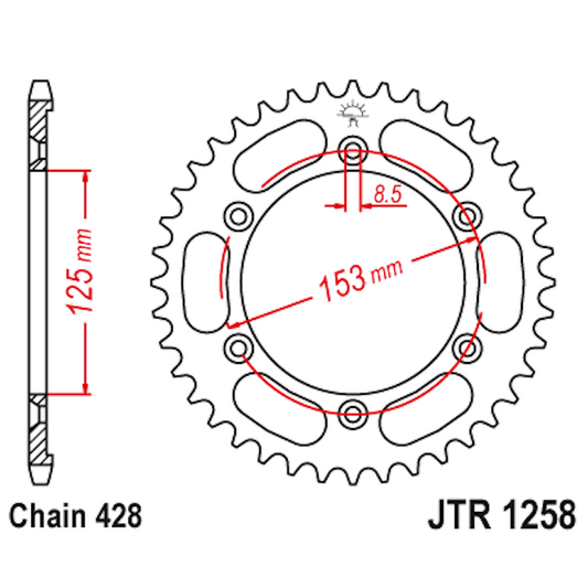 Corona de Acero 54 Dientes JTR1258 JT Sprockets JTR1258.54