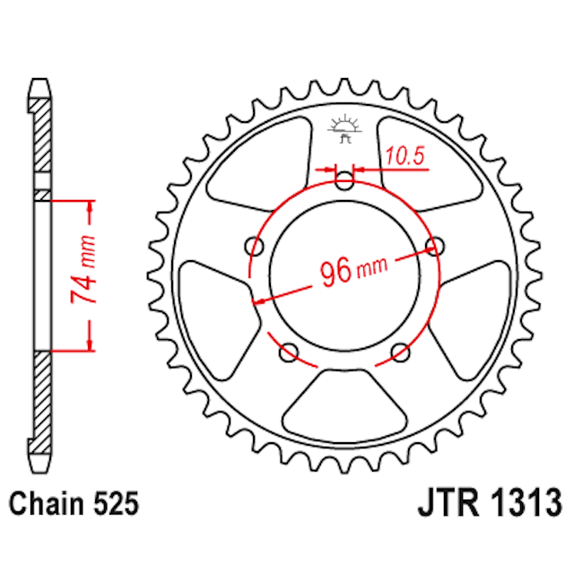 Corona de Acero 42 Dientes JTR1313 JT Sprockets JTR1313.42