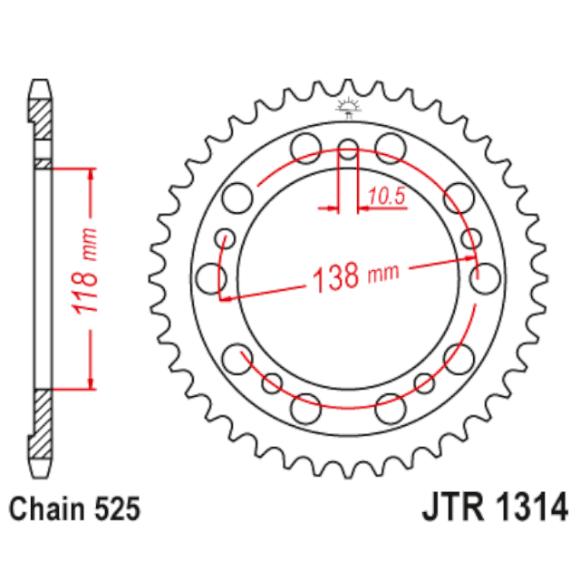 Corona de Acero 39 Dientes JTR1314 JT Sprockets JTR1314.39