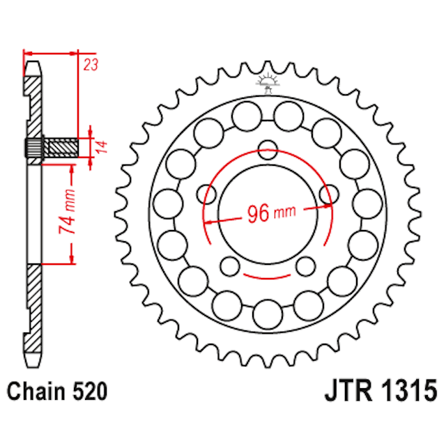 Corona de Acero 40 Dientes JTR1315 JT Sprockets JTR1315.40