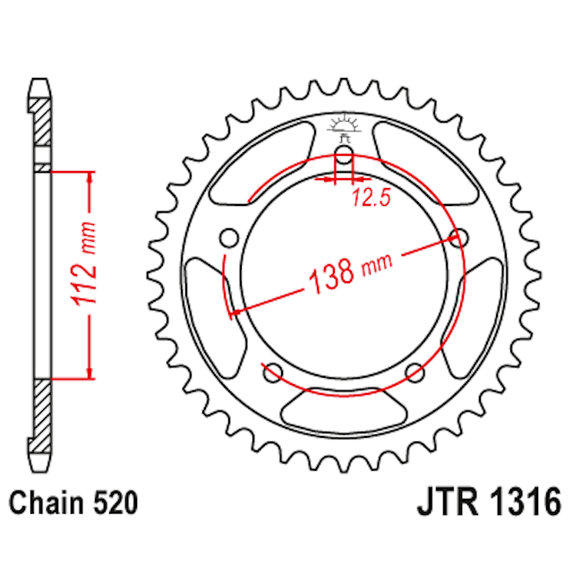 Corona de Acero 43 Dientes JTR1316 JT Sprockets JTR1316.43