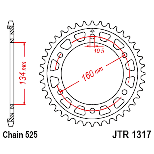 Corona de Acero 43 Dientes JTR1317 JT Sprockets JTR1317.43