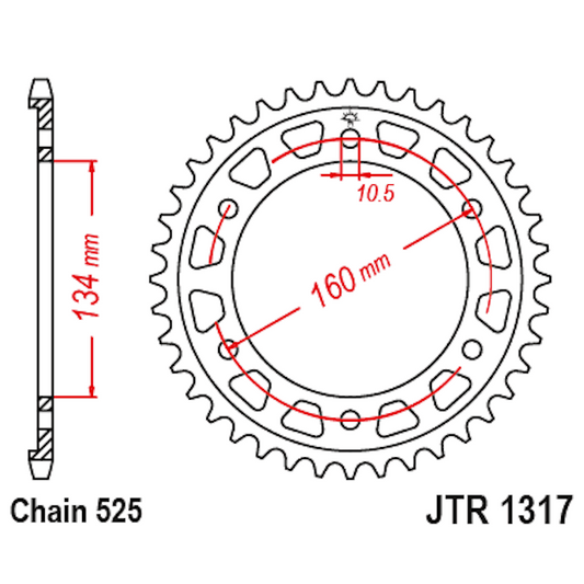 Corona de Acero 43 Dientes JTR1317 JT Sprockets JTR1317.43