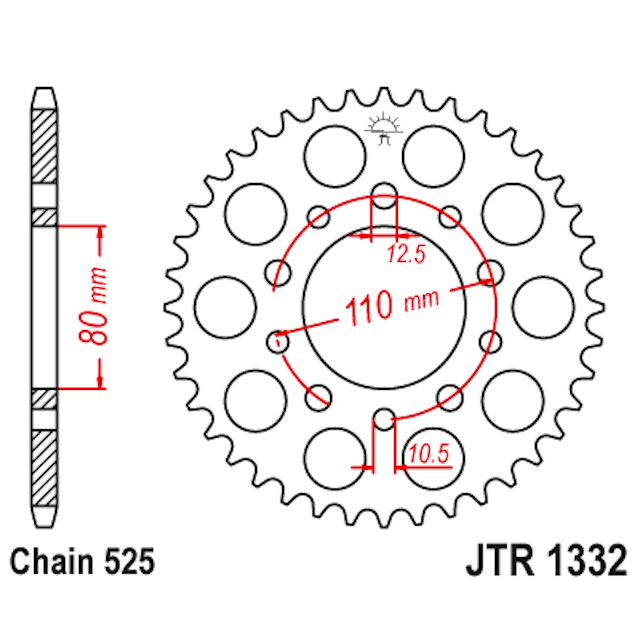 Corona de Acero 43 Dientes JTR1332 JT Sprockets JTR1332.43