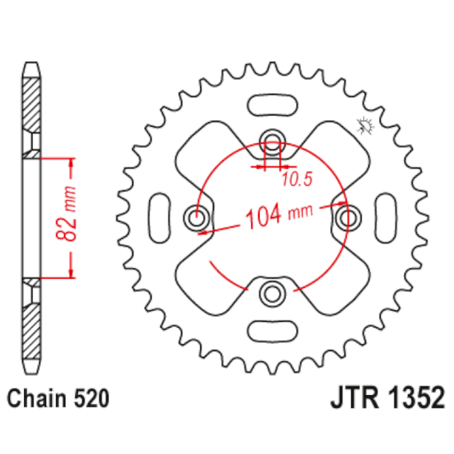 Corona de Acero 40 Dientes JTR1352 JT Sprockets JTR1352.40