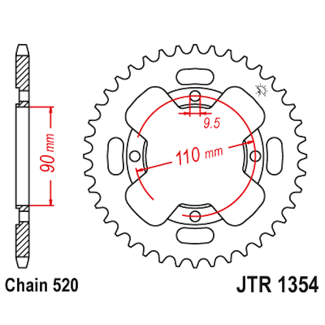 Corona de Acero 38 Dientes JTR1354 JT Sprockets JTR1354.38