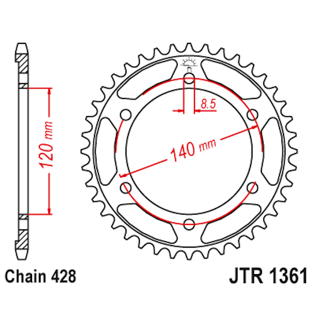 Corona de Acero 50 Dientes JTR1361 JT Sprockets JTR1361.50