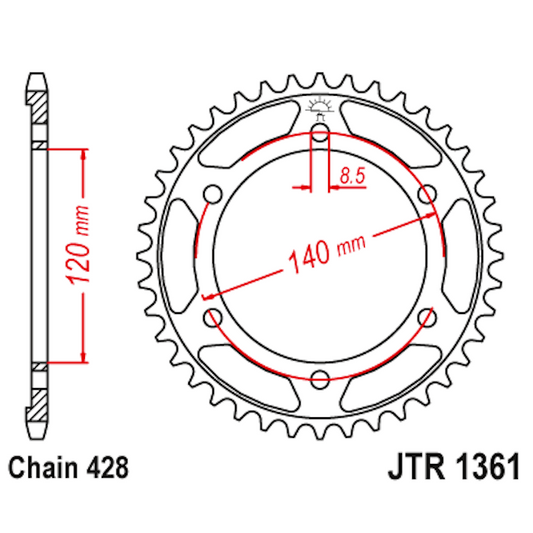 Corona de Acero 50 Dientes JTR1361 JT Sprockets JTR1361.50
