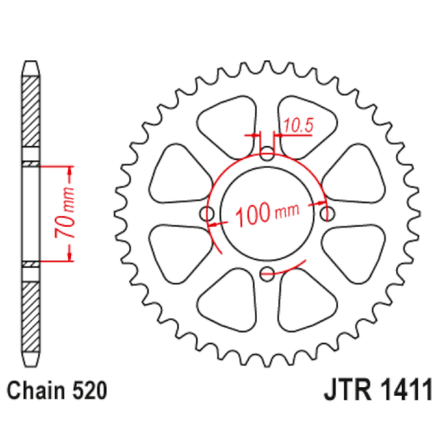 Corona de Acero 50 Dientes JTR1411 JT Sprockets JTR1411.50