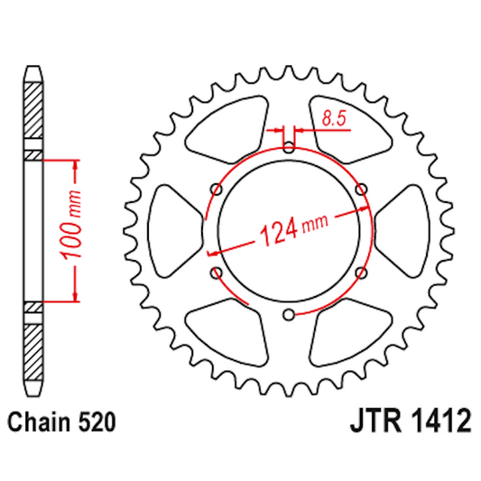 Corona de Acero 37 Dientes JTR1412 JT Sprockets JTR1412.37