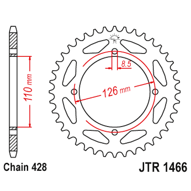 Corona de Acero 44 Dientes JTR1466 JT Sprockets JTR1466.44