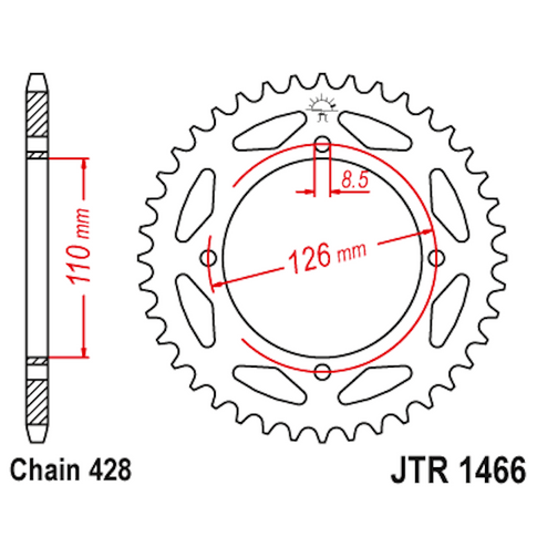 Corona de Acero 44 Dientes JTR1466 JT Sprockets JTR1466.44
