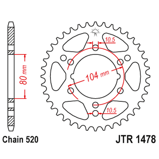 Corona de Acero 43 Dientes JTR1478 JT Sprockets JTR1478.43