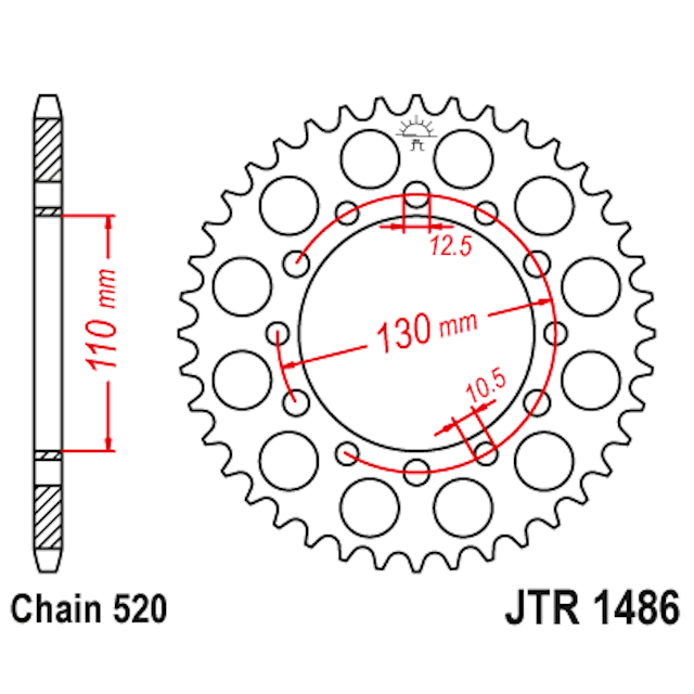 Corona de Acero 44 Dientes JTR1486 JT Sprockets JTR1486.44