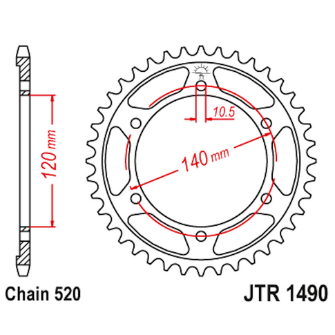 Corona de Acero 37 Dientes JTR1490 JT Sprockets JTR1490.37
