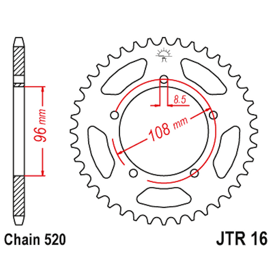 Corona de Acero 44 Dientes JTR16 JT Sprockets JTR16.44