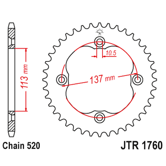 Corona de Acero 38 Dientes JTR1760 JT Sprockets JTR1760.38