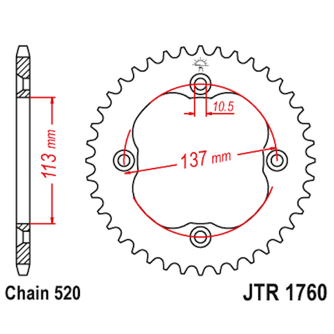 Corona de Acero 40 Dientes JTR1760 JT Sprockets JTR1760.40