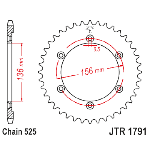 Corona de Acero 42 Dientes JTR1791 JT Sprockets JTR1791.42