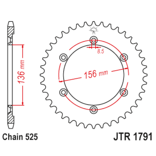 Corona de Acero 42 Dientes JTR1791 JT Sprockets JTR1791.42