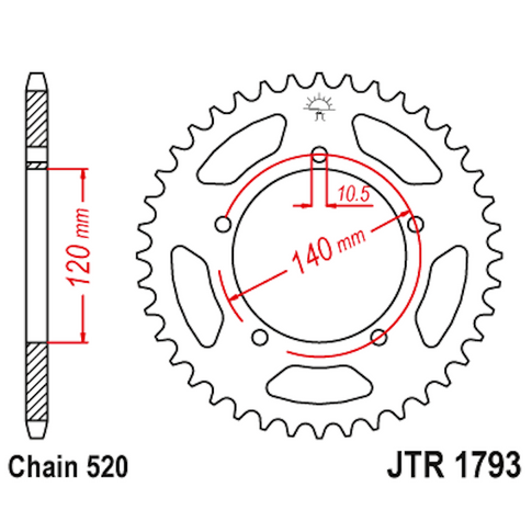 Corona de Acero 45 Dientes JTR1793 JT Sprockets JTR1793.45
