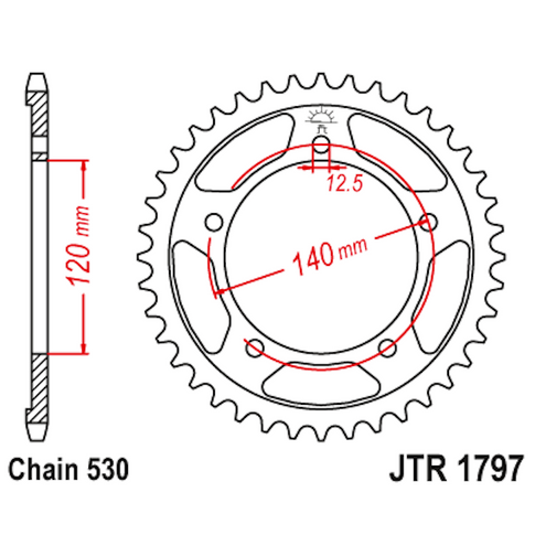 Corona de Acero 43 Dientes JTR1797 JT Sprockets JTR1797.43