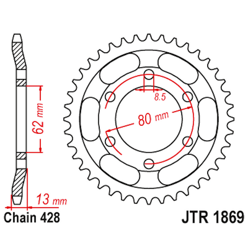 Corona de Acero 45 Dientes JTR1869 JT Sprockets JTR1869.45