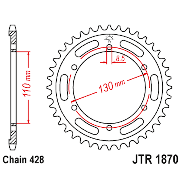 Corona de Acero 44 Dientes JTR1870 JT Sprockets JTR1870.44