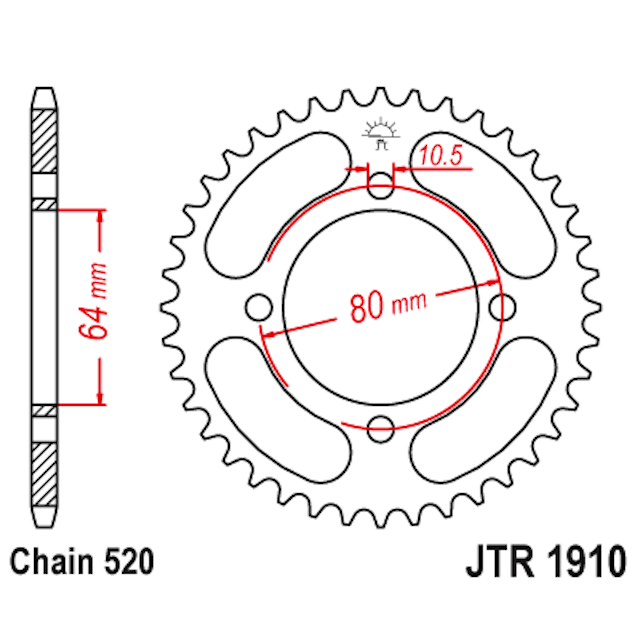 Corona de Acero 36 Dientes JTR1910 JT Sprockets JTR1910.36