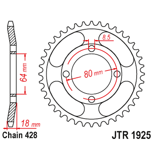 Corona de Acero 51 Dientes JTR1925 JT Sprockets JTR1925.51