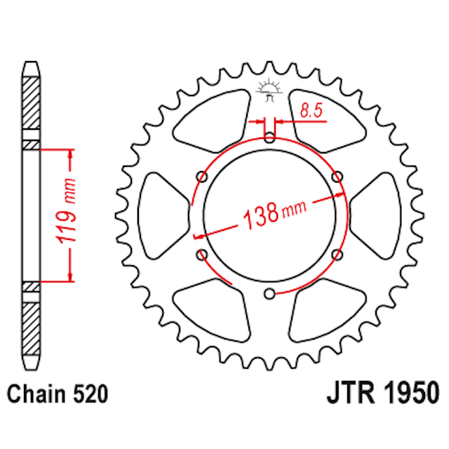 Corona de Acero 48 Dientes JTR1950 JT Sprockets JTR1950.48