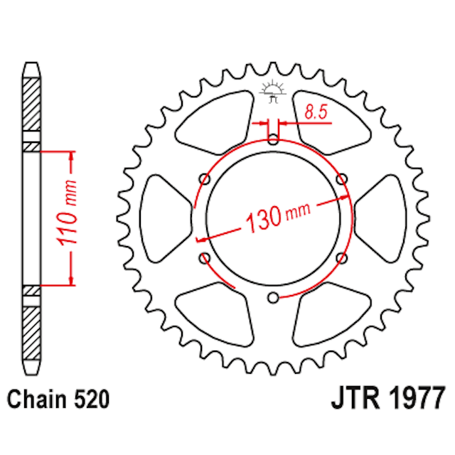 Corona de Acero 45 Dientes JTR1977 JT Sprockets JTR1977.45