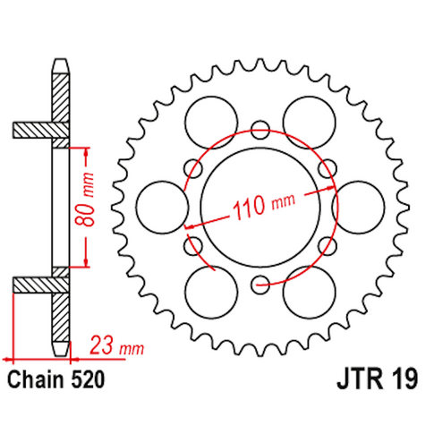 Corona de Acero 37 Dientes JTR19 JT Sprockets JTR19.37