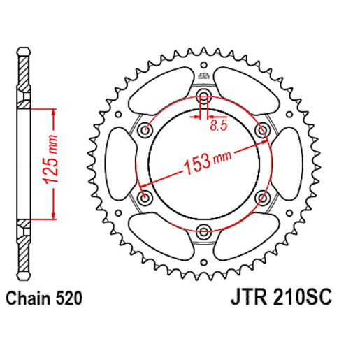 Corona Honda CR 125/250 / CRF 250/450 / Beta Z-51 Acero negro antibarro JT Sprockets JTR210.51SC