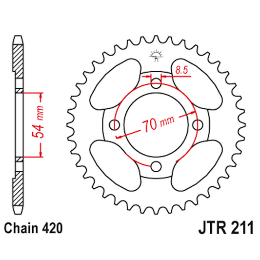 Corona de Acero 39 Dientes JTR211 JT Sprockets JTR211.39