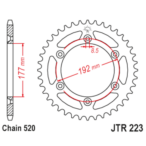 Corona de Acero 53 Dientes JTR223 JT Sprockets JTR223.53
