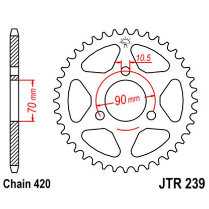 Corona JT 239 de acero con 45 dientes CRM 50 / MT50S / CR 80 (80-81)