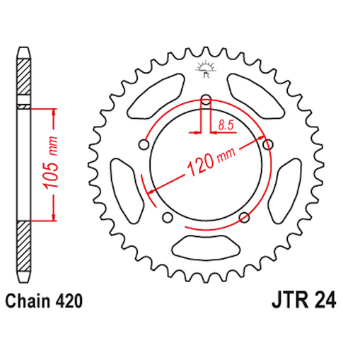 Corona de Acero 51 Dientes JTR24 JT Sprockets JTR24.51