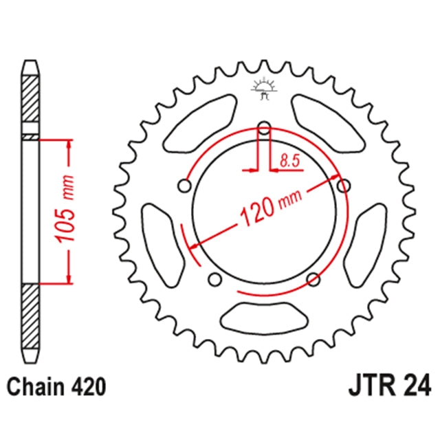 Corona JT 24 de acero con 50 dientes Aprilia RX 50 Yamaha DT 50 SM JTR24.50